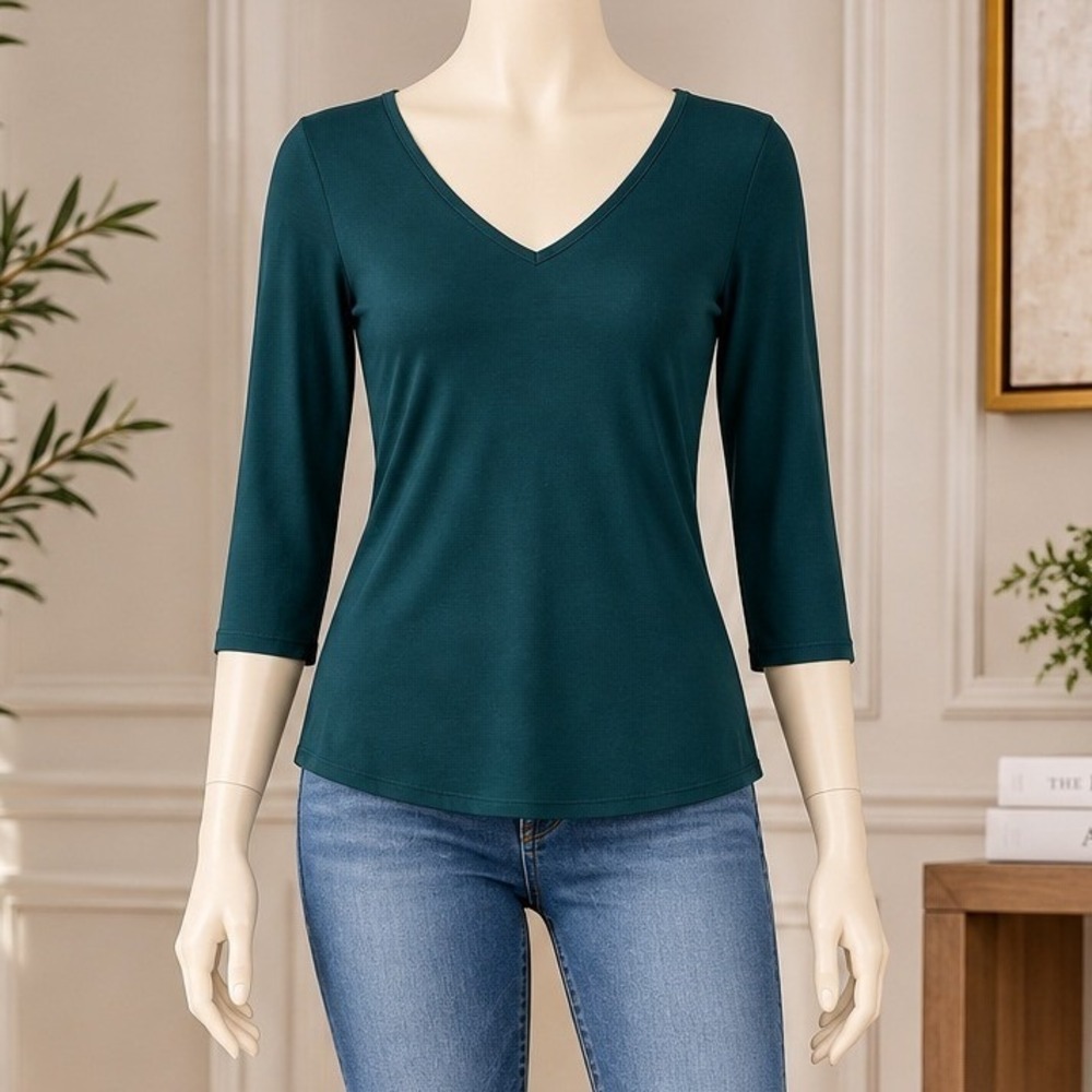 Papermoon Womens Top V-Neck Strappy Cage Back Dark Green Size Extra Small